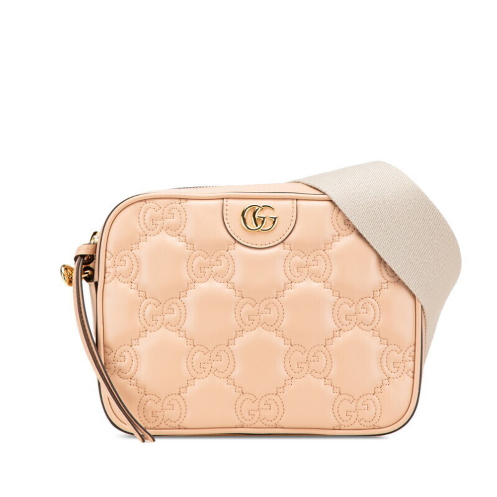 Gucci GG Matelasse Crossbody Shoulder Bag Beige Leather